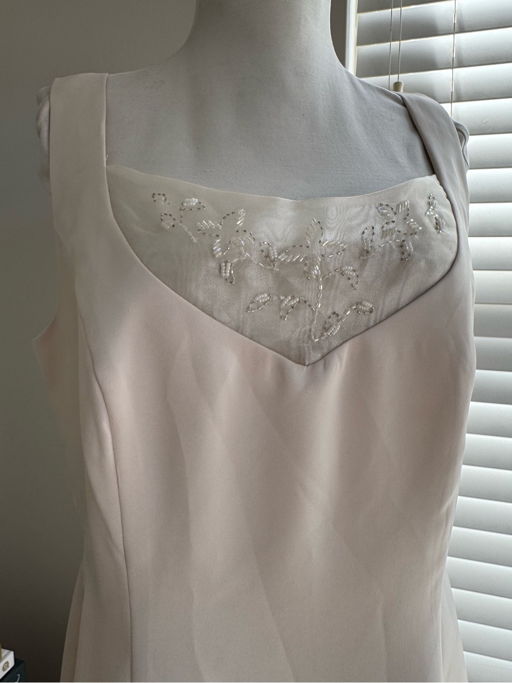 Vintage Cachet Beaded Ivory Satin Dress